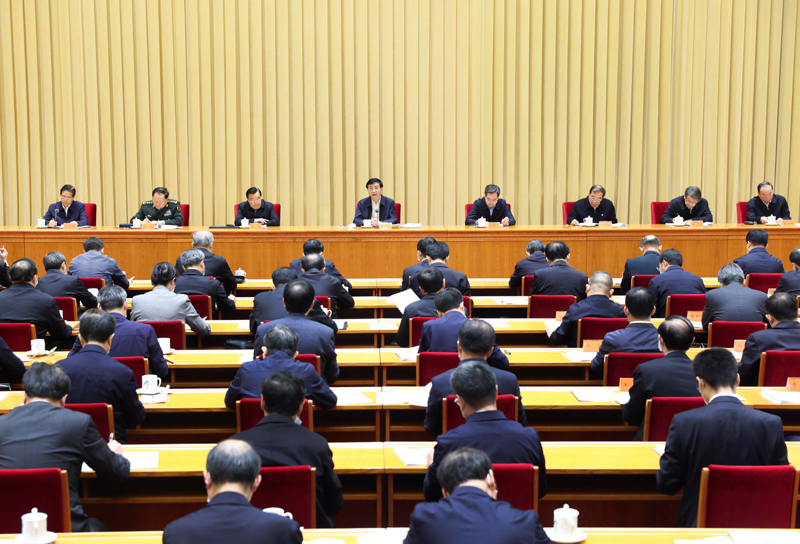 11月17日，中共中央政治局常委、中央書記處書記王滬寧在北京出席中央全面依法治國工作會(huì)議并作總結(jié)講話。新華社記者 龐興雷 攝